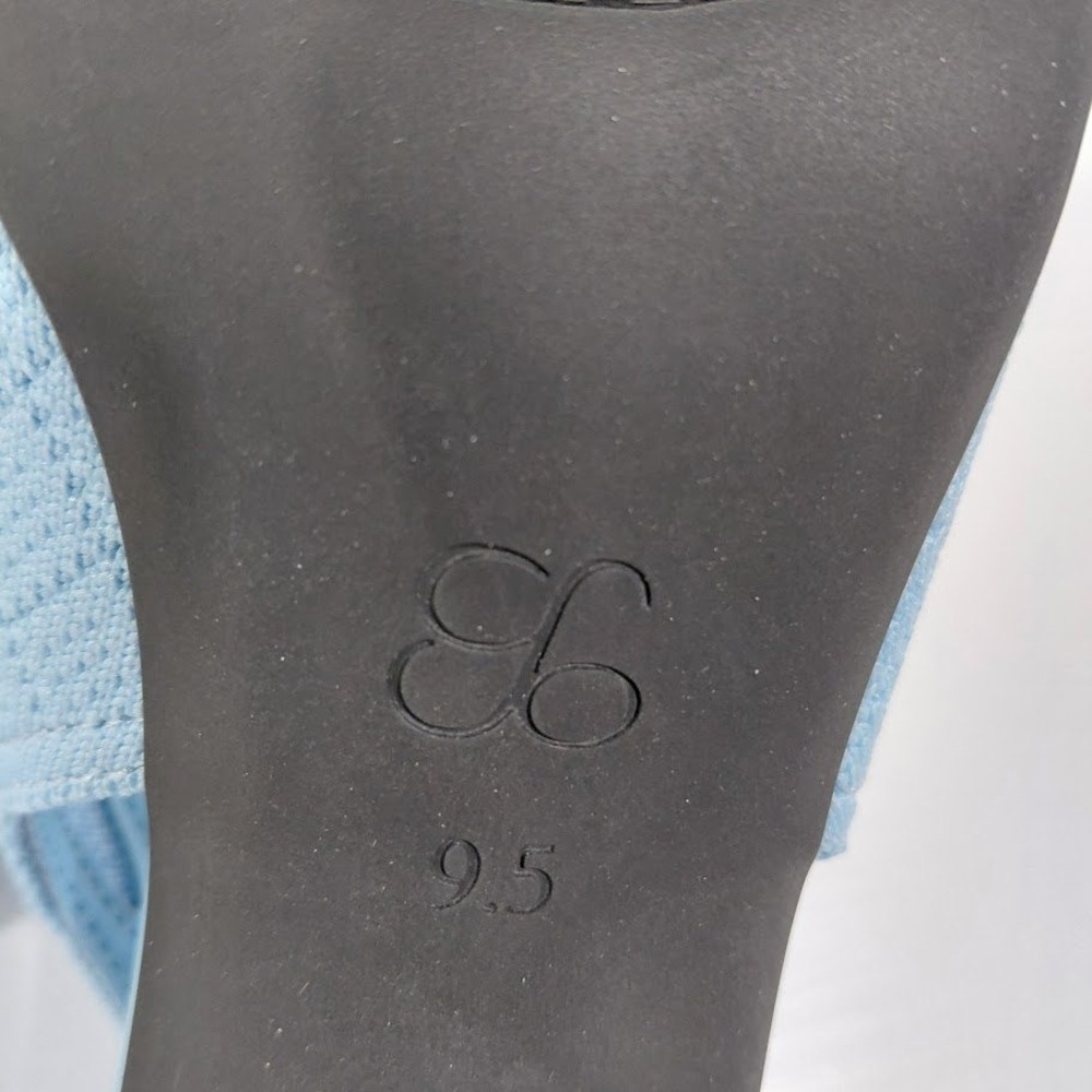 Cosy Island Light Blue Knit Pointed Toe Slingback Flared Heel Pumps Womens 9.5 - Picture 3 of 12